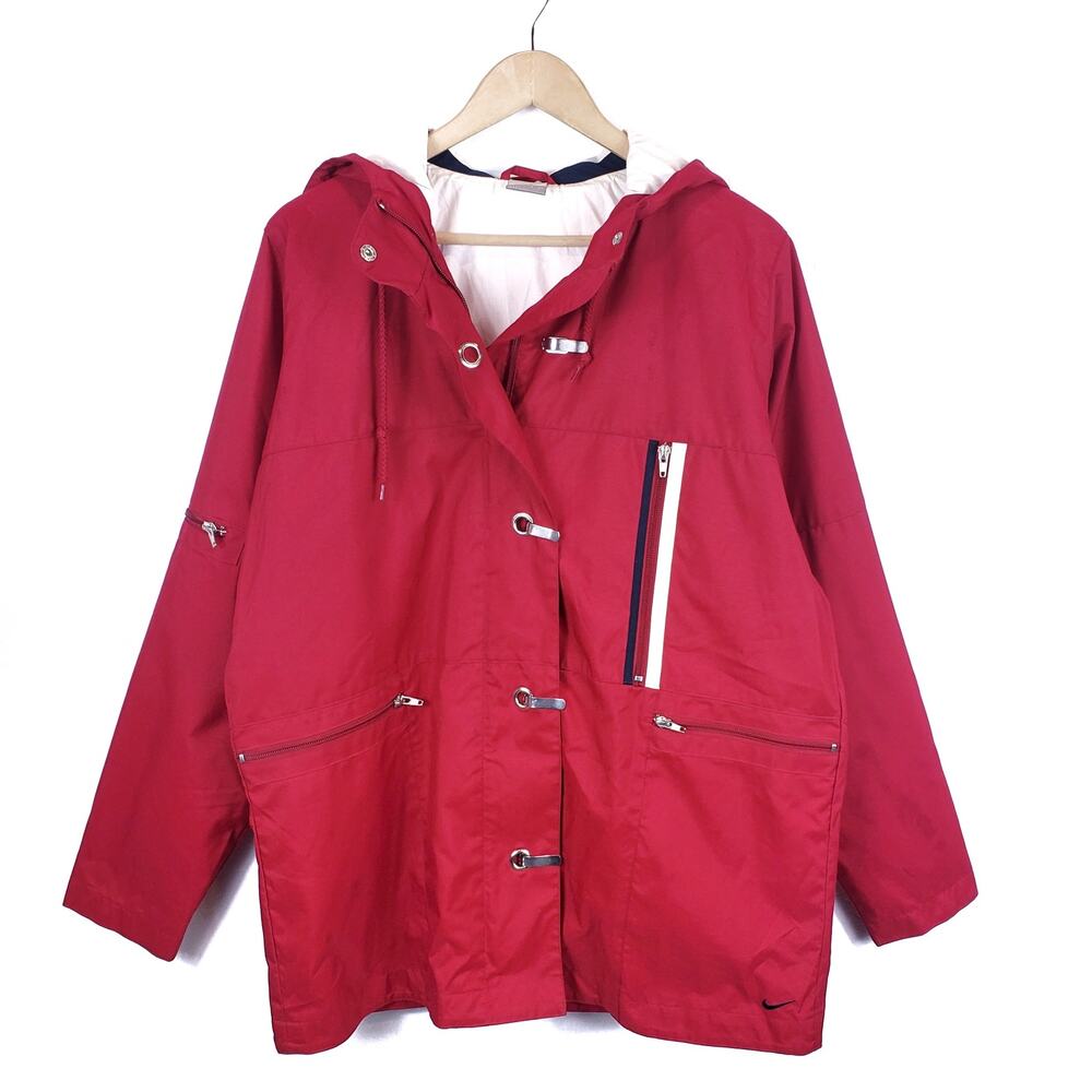 Nike Women's Vintage Hooded Red Jacket Size L Large
